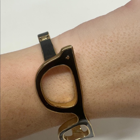Kate Spade Lookout Glasses  Bracelet Goreski Eye Glasses Hinge Bangle Black Gold - Picture 6 of 9